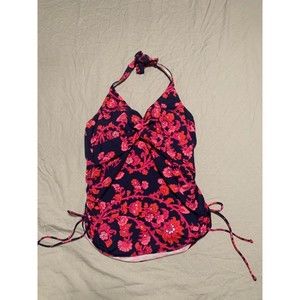 Lands' End Womens Swim Top Halter Size 10 Pink Orange Navy